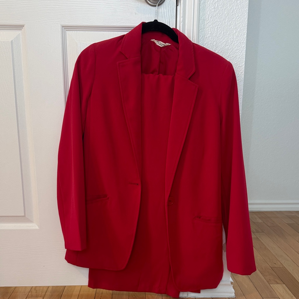 Max Studio Red Blazer And Dress Set